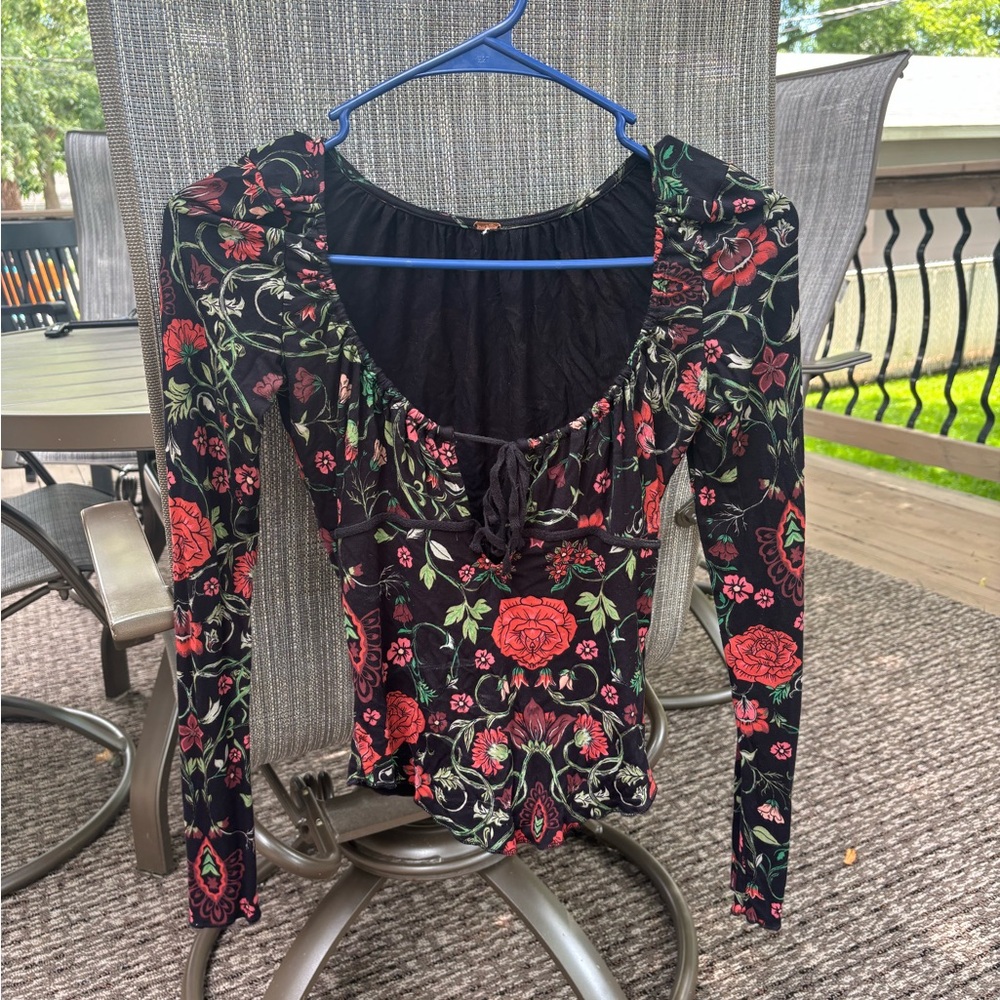 Free people long sleeve floral top